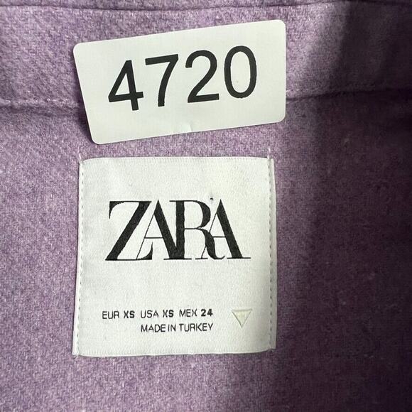 ZARA Shacket Womens XS Purple Wool Blend Long Sleeve Wide Pockets Button Up - Picture 5 of 6